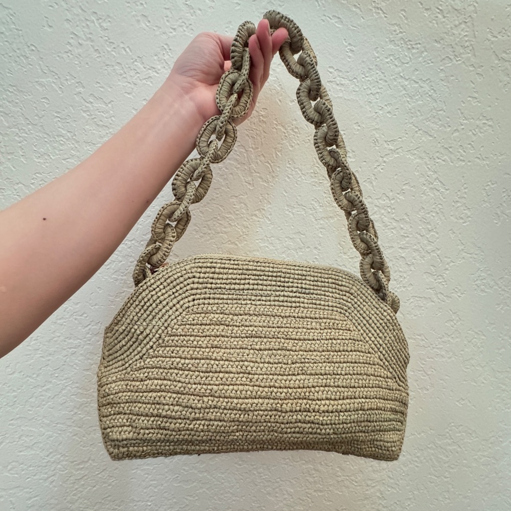 Sezane Isabelle Raffia Woven Bag Green Pistachio NWOT ✨ ELLE Editor Pick - Picture 5 of 7